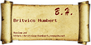 Britvics Humbert névjegykártya